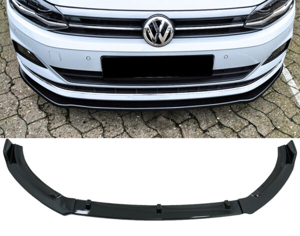 VW Polo AW Frontspoiler Add-On 3-Delt Blanksort 18-